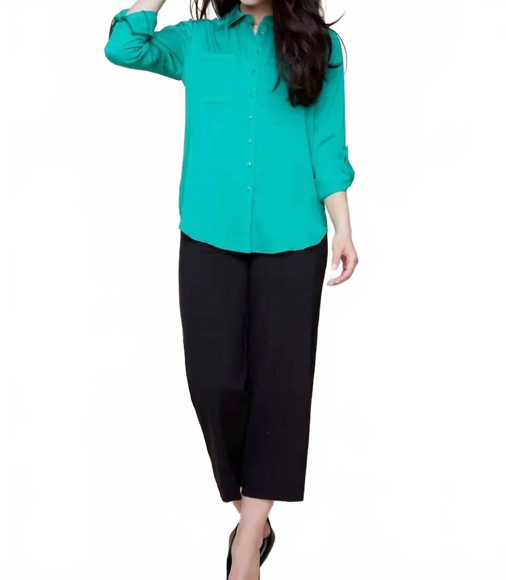 NEW RENUAR woven blouse in emerald green